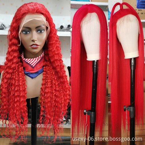 Wholesale Colored Natural Straight HD Lace Front Wig Human Hair 613 Blonde Red Frontal Lace Wigs 100% Virgin Hair Human Wigs